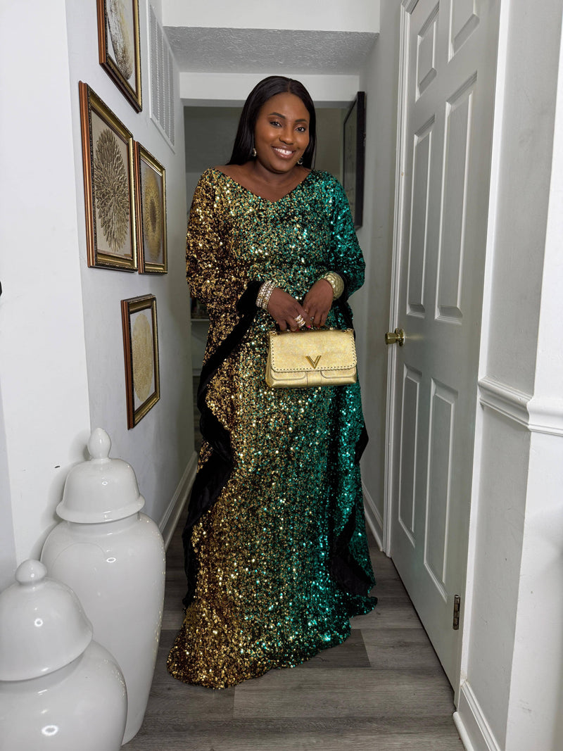 Joro Sequin Dress Boubou (teal green)