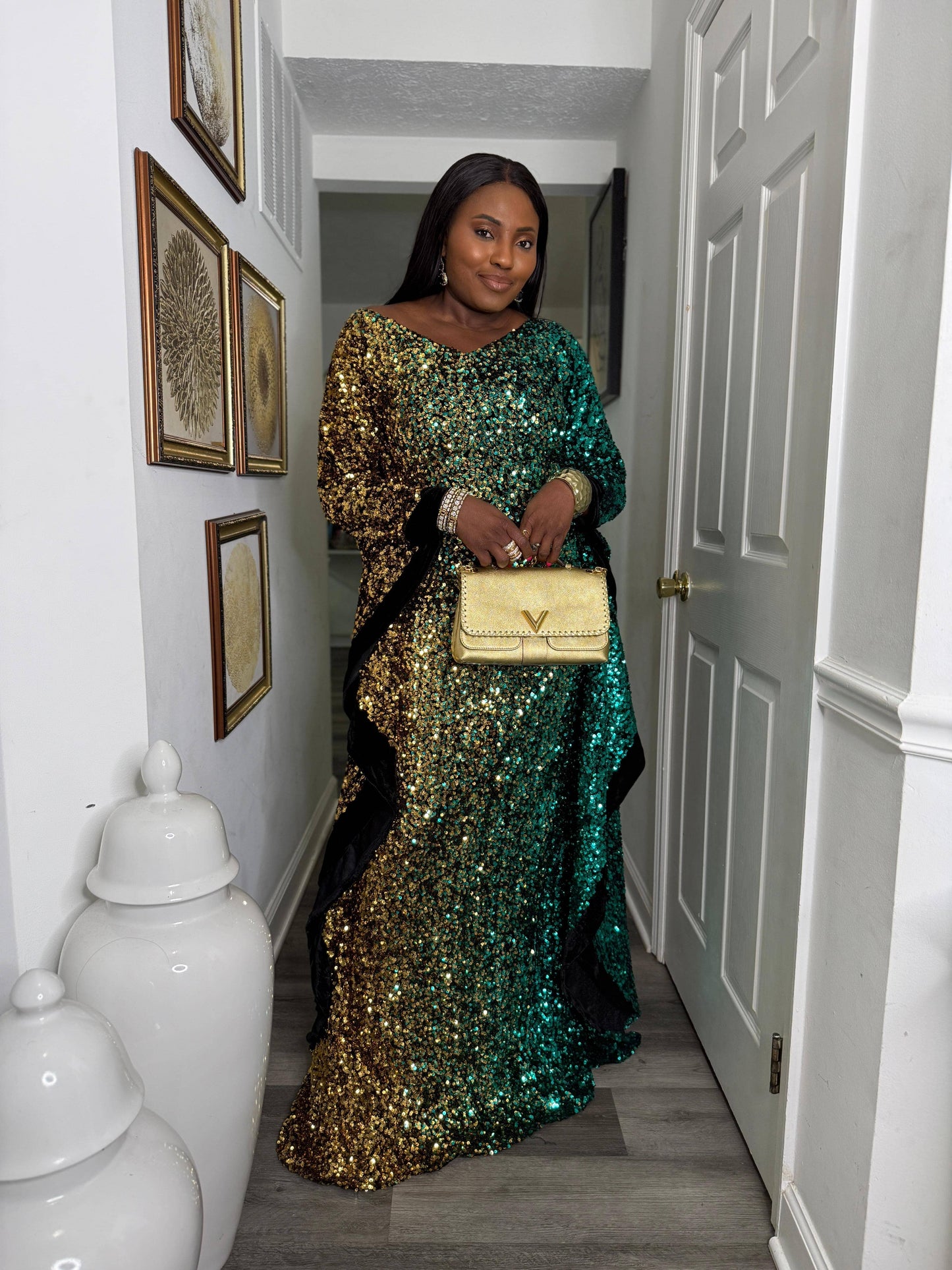 Joro Sequin Dress Boubou (teal green)