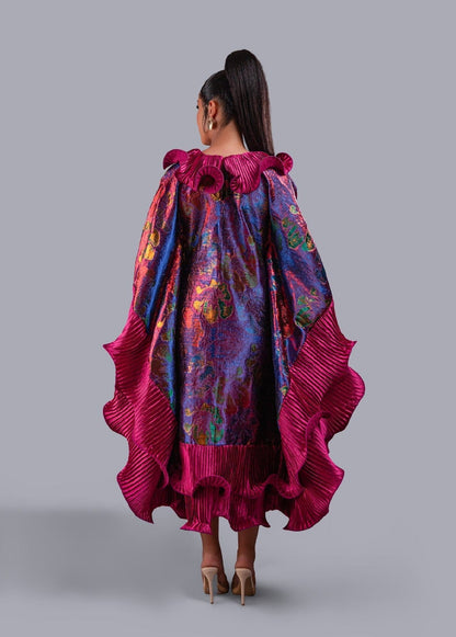 Kai Short Boubou Brocade frill Dress (pink) - Bibirẹ̀