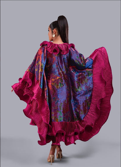 Kai Short Boubou Brocade frill Dress (pink) - Bibirẹ̀