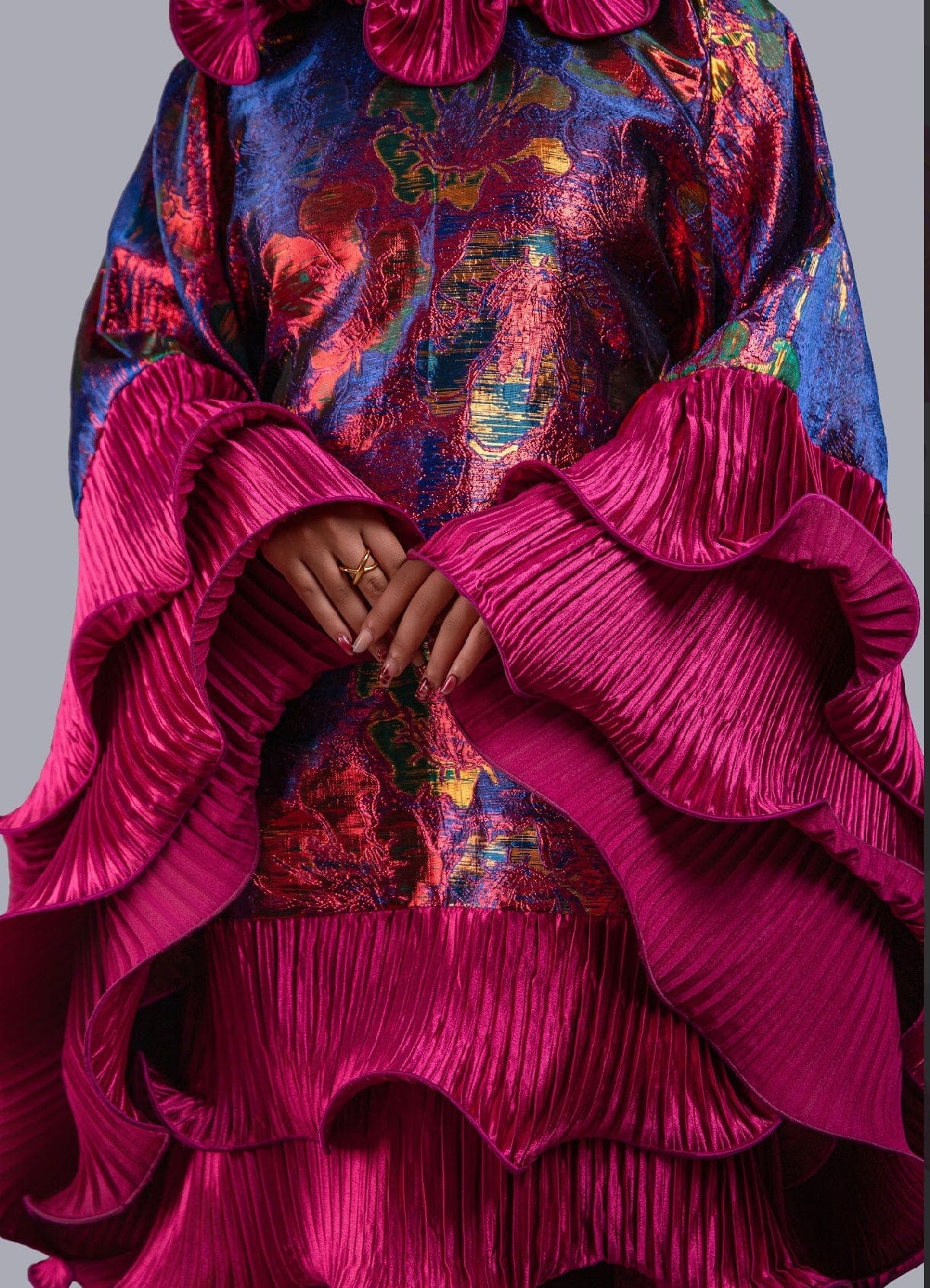 Kai Short Boubou Brocade frill Dress (pink) - Bibirẹ̀
