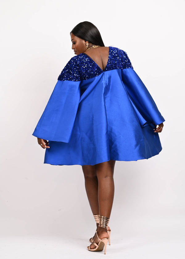 Koroba Blue embellished sequin flare short dress Look 21