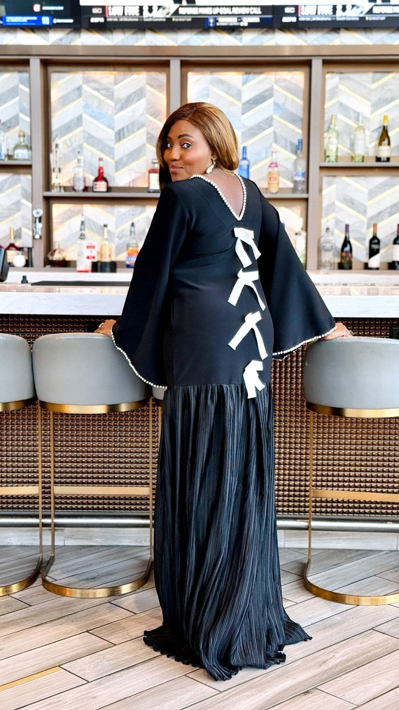 Laho Black Pearl Maxi Pleated Dress