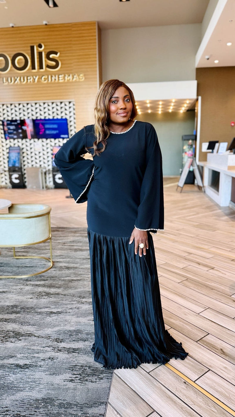Laho Black Pearl Maxi Pleated Dress
