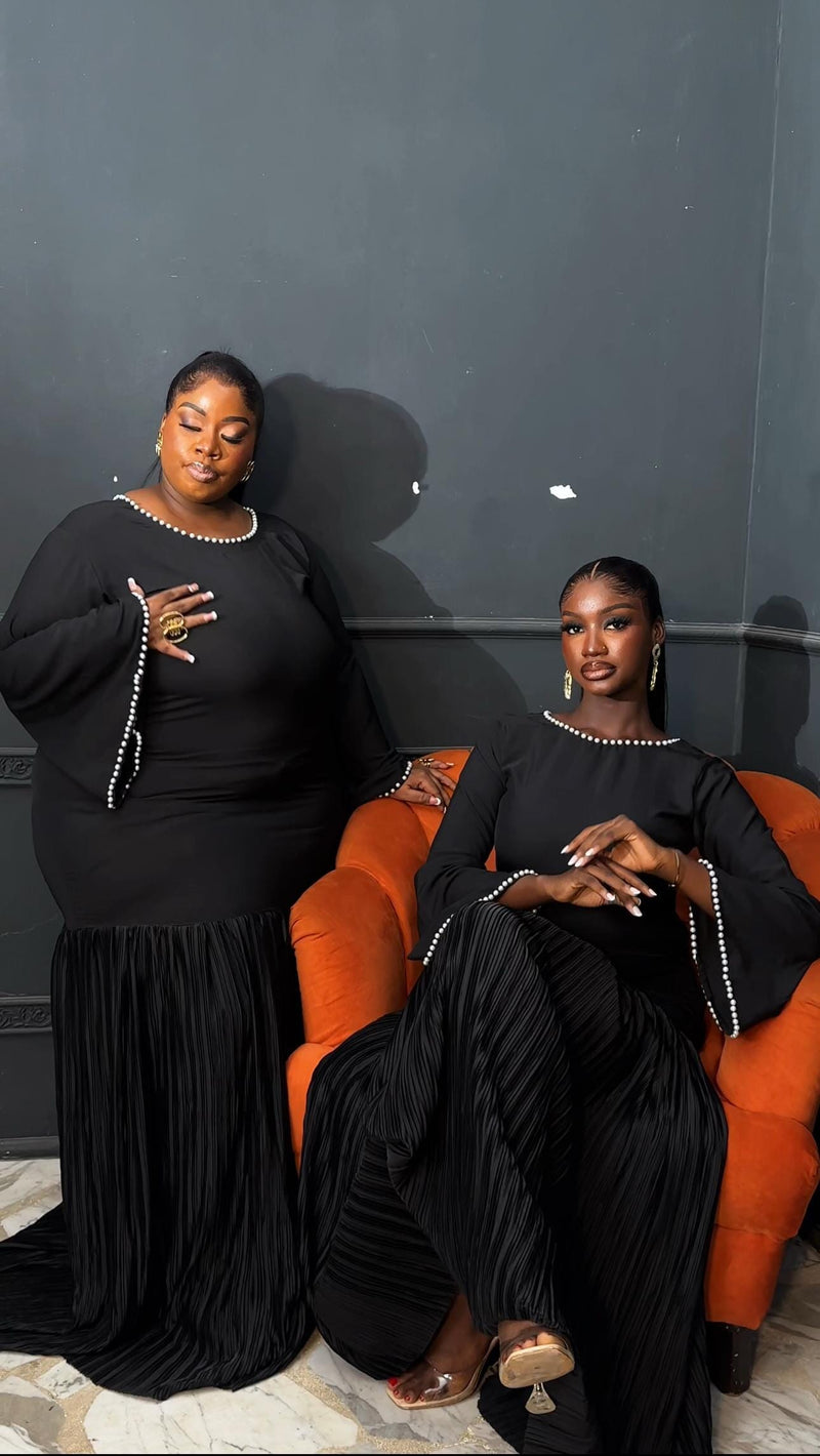 Laho Pearl Long Pleated Bow Boubou Dress