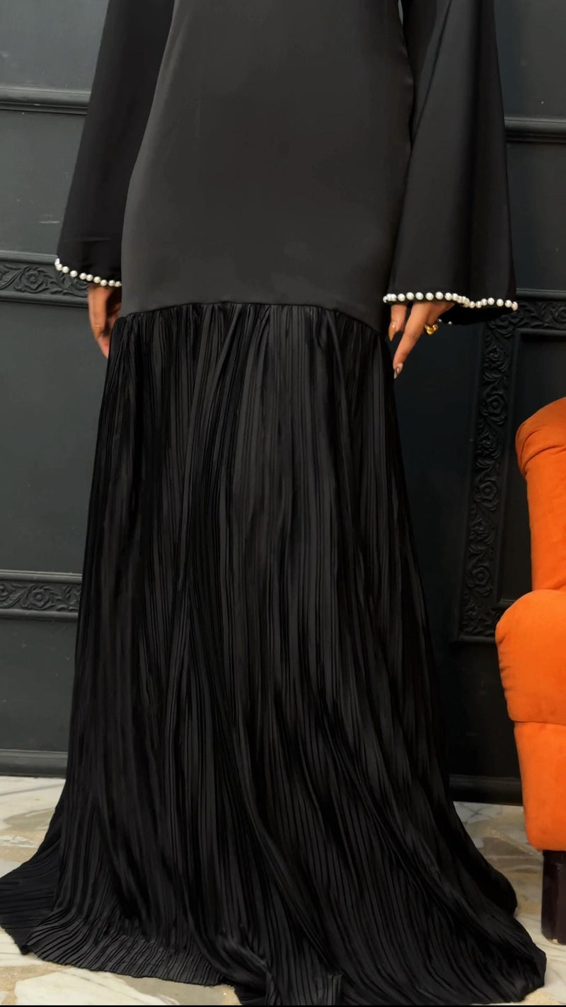 Laho Pearl Long Pleated Bow Boubou Dress