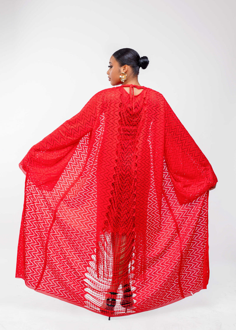 Monalisa - 2 piece kimono and fitted fringe lace dress