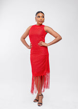 Monalisa - 2 piece kimono and fitted fringe lace dress
