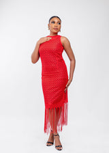 Monalisa - 2 piece kimono and fitted fringe lace dress