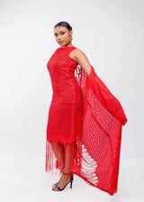 Monalisa - 2 piece kimono and fitted fringe lace dress
