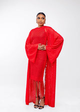 Monalisa - 2 piece kimono and fitted fringe lace dress