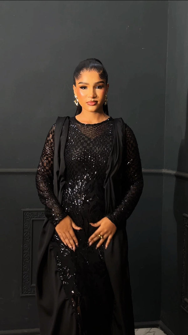 Obimo Sequin Black Dress Boubou