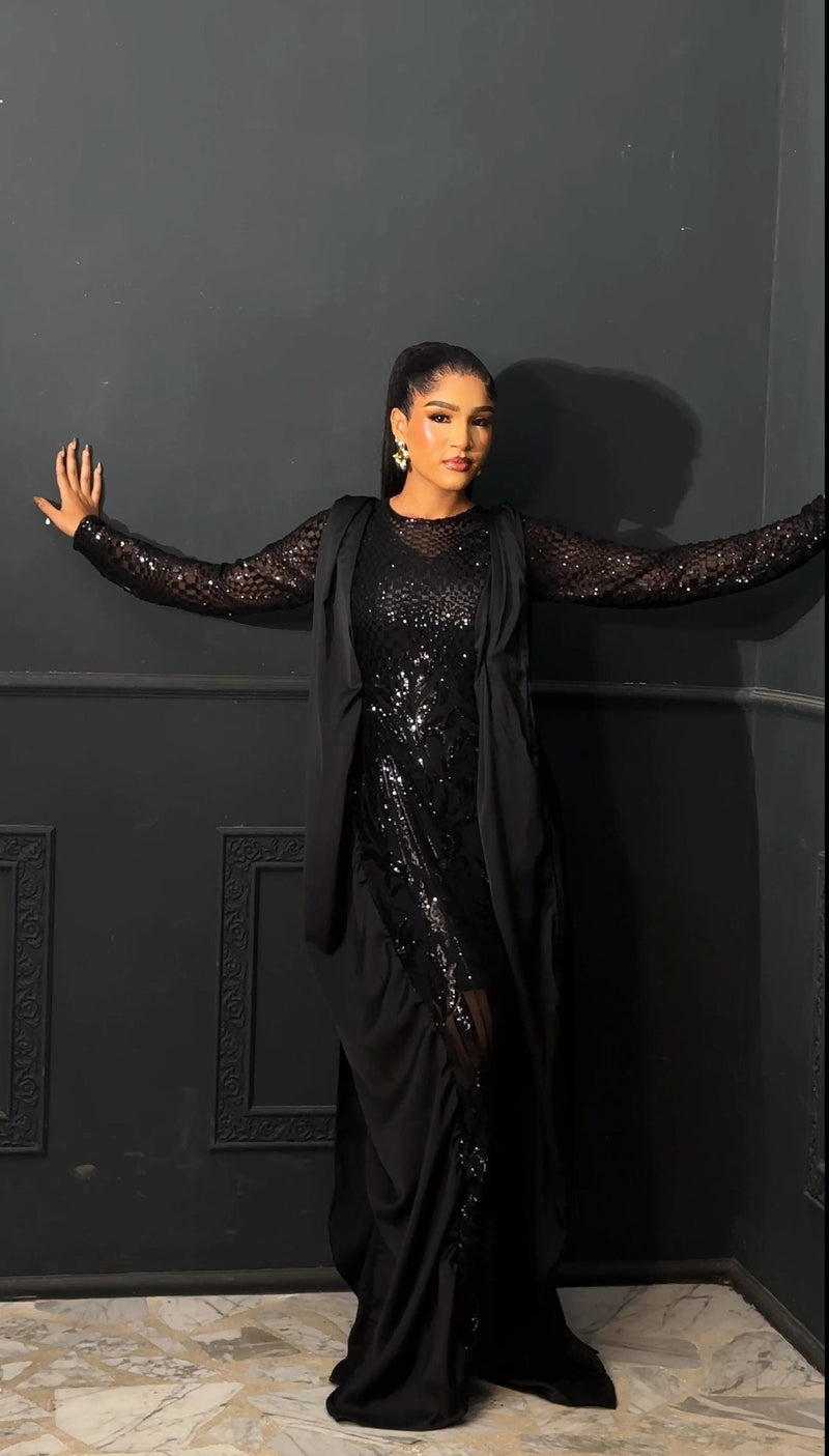 Obimo Sequin Black Dress Boubou