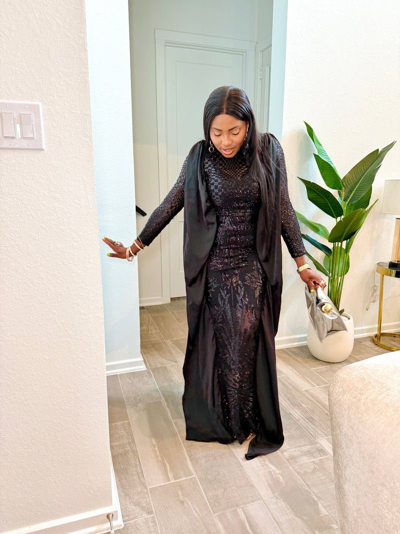 Obimo Sequin Black Maxi Dress