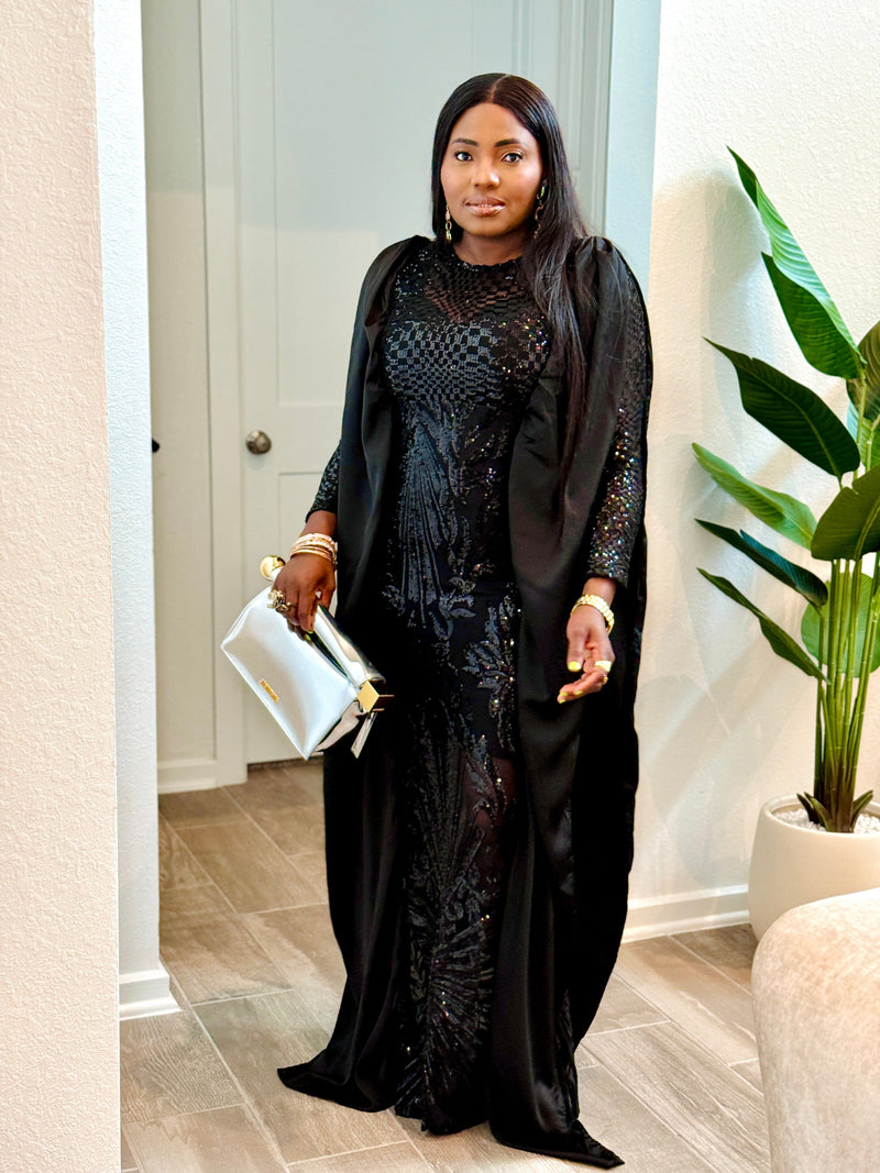 Obimo Sequin Black Maxi Dress