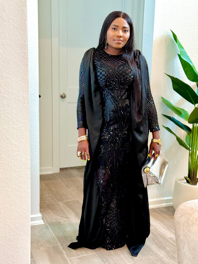 Obimo Sequin Black Maxi Dress
