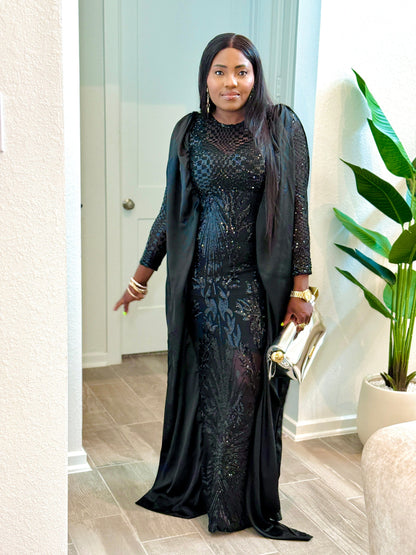 Obimo Sequin Black Maxi Dress