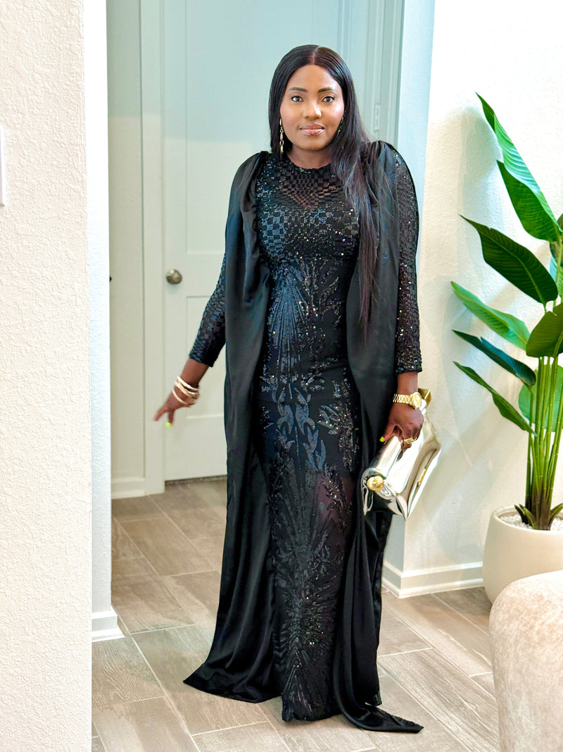 Obimo Sequin Black Maxi Dress
