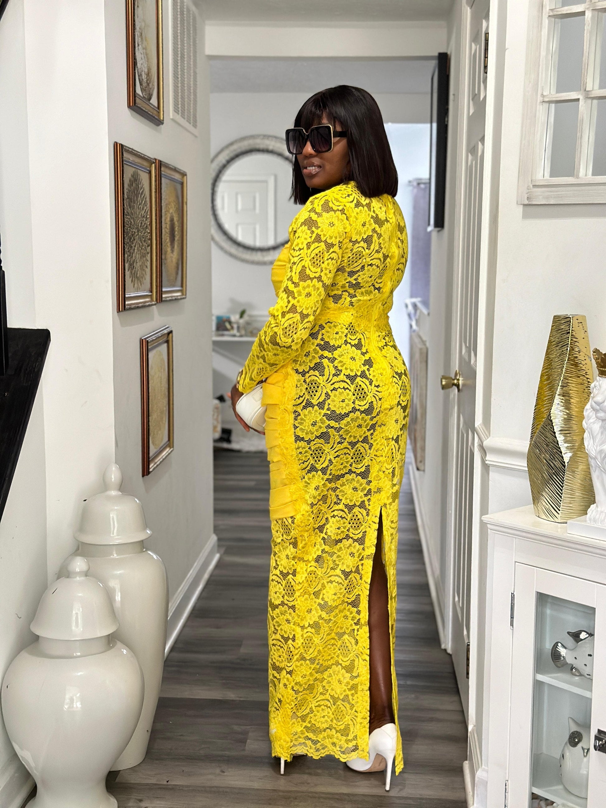 OGECHI YELLOW DRESS US 10 OGECHI YELLOW DRESS US 10
