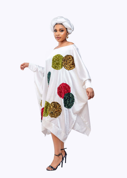Omoge Silk Twist(White) -Women's African Cap