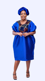 Omoge Twist Cap (blue velvet)- Women's African Cap