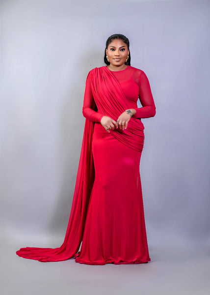 long red mesh dress Red mesh long dress – Bibiré