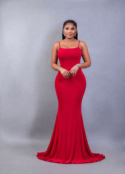 RED MESH DRESS  (INNER INCLUDED) - Bibirẹ̀