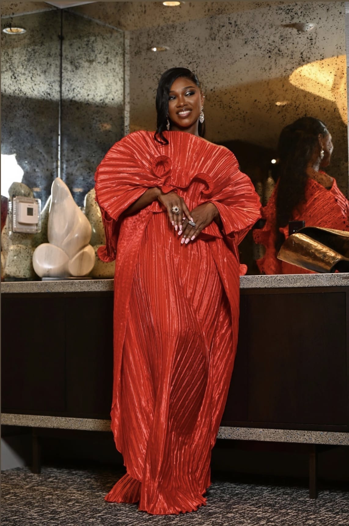 RODO MAXI PLEATED DRESS(RED) - Bibirẹ̀