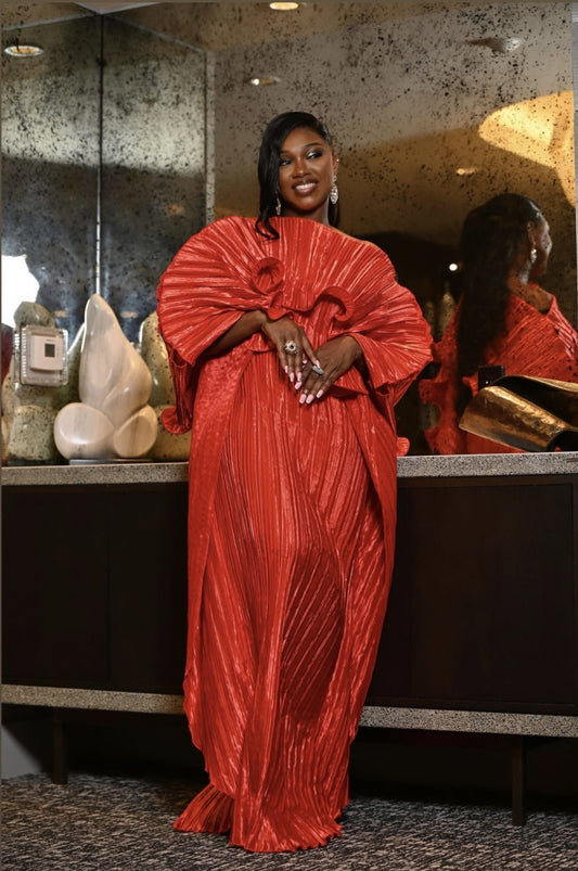 RODO MAXI PLEATED DRESS(RED) - Bibirẹ̀