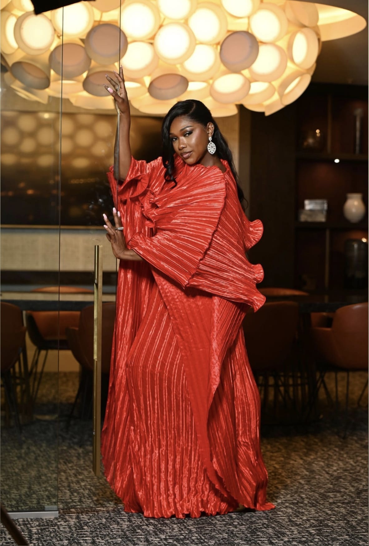 RODO MAXI PLEATED DRESS(RED) - Bibirẹ̀