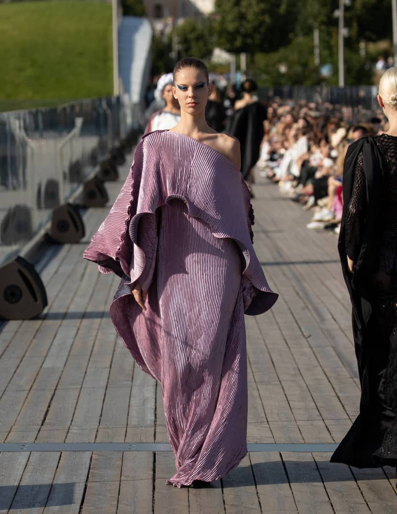 Rodo Maxi Pleated Long boubou Dress (Onion)