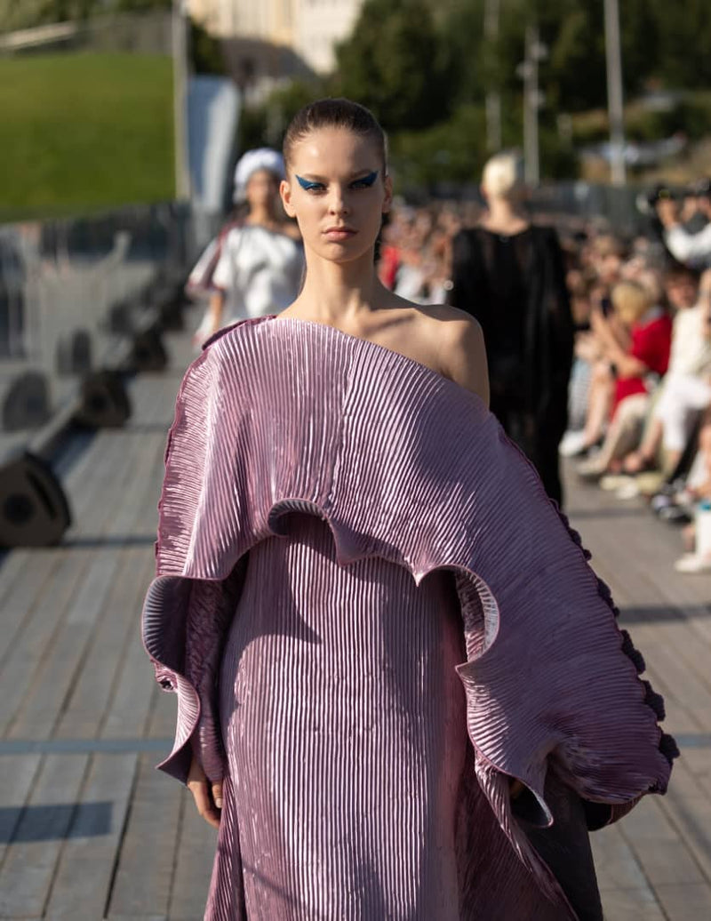 Rodo Maxi Pleated Long boubou Dress (Onion)