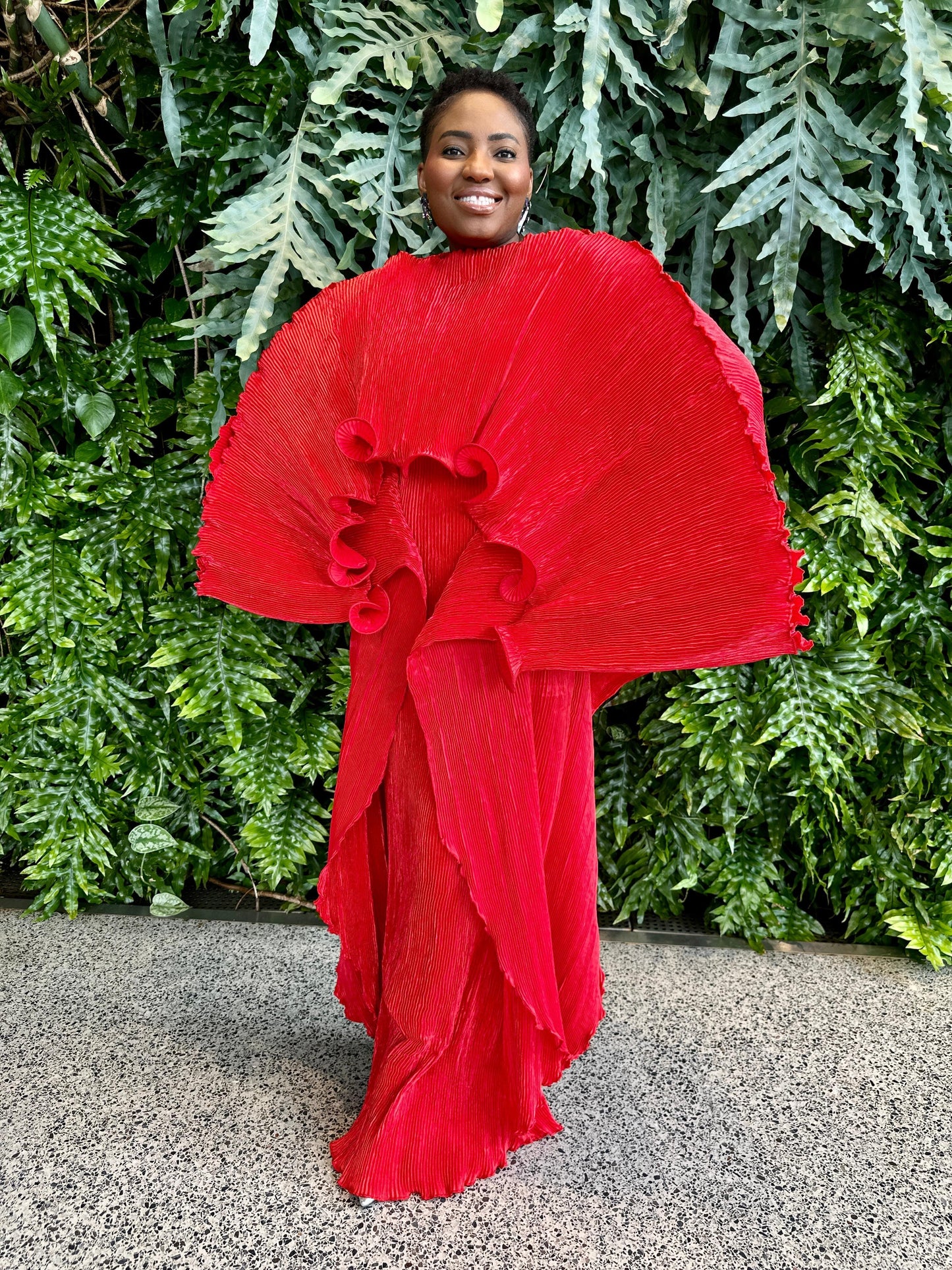 Rodo Maxi Pleated Long boubou Dress (red)