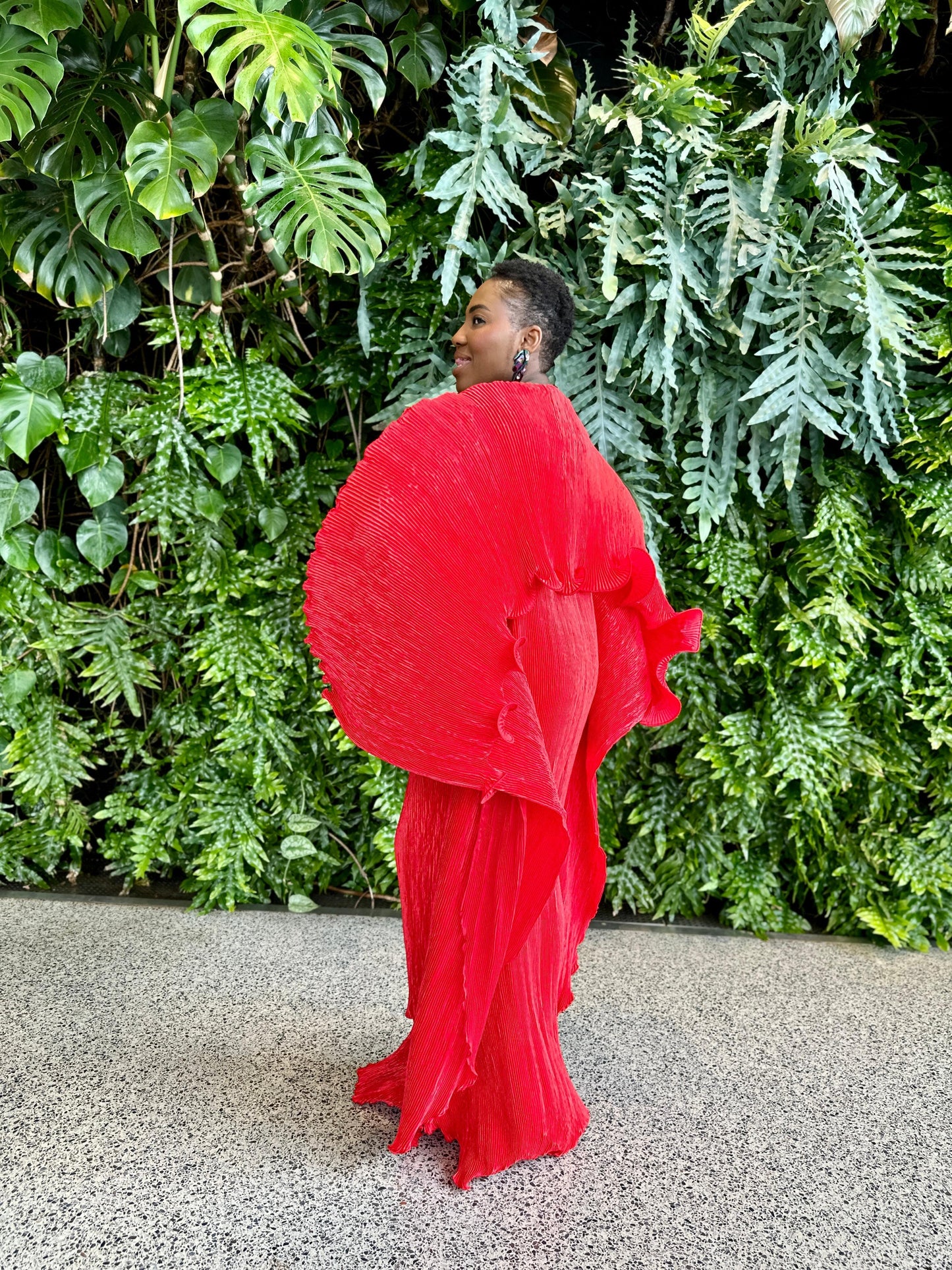 Rodo Maxi Pleated Long boubou Dress (red)