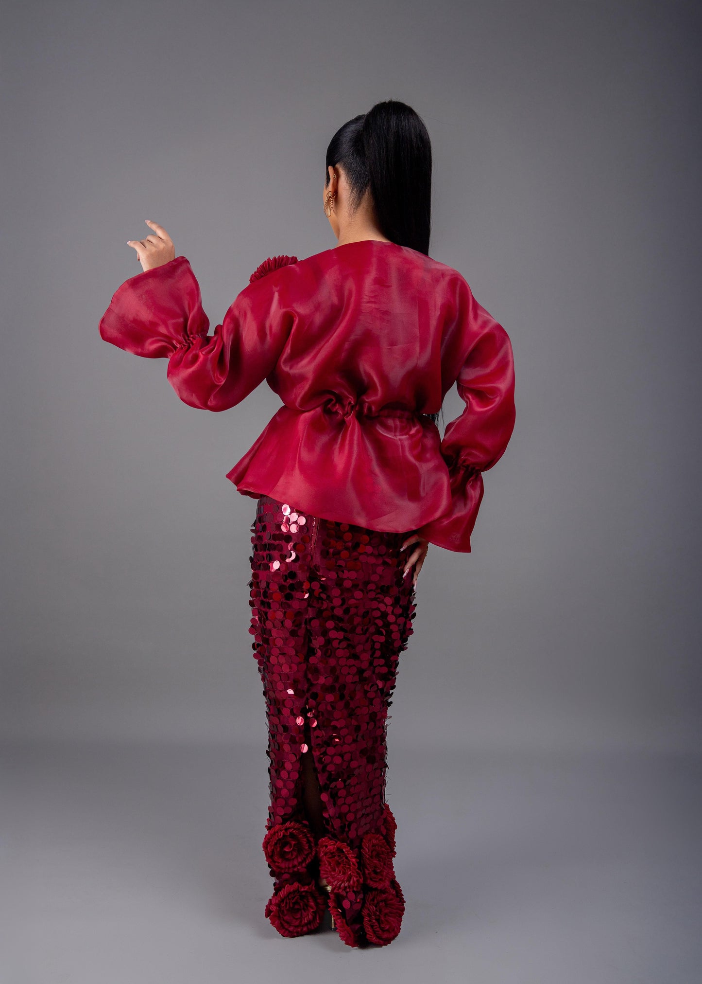 Rose long Pencil Sequin Skirt