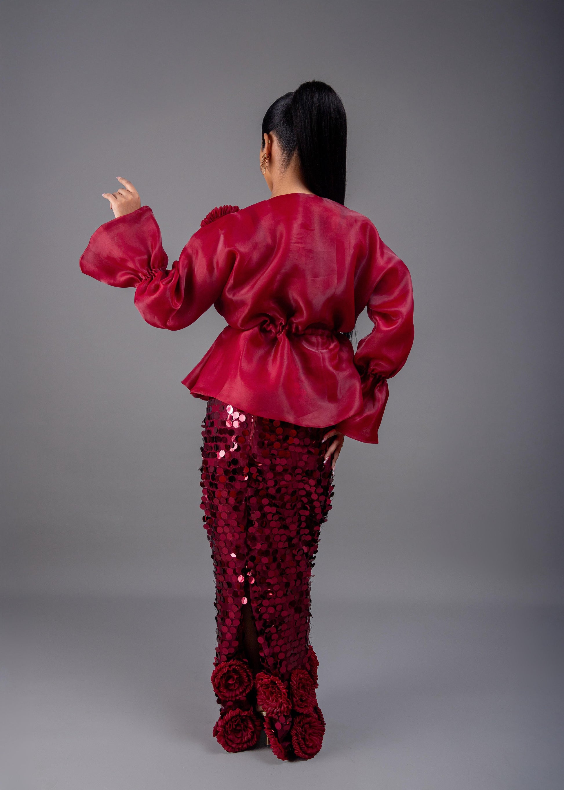 Rose long Pencil Sequin Skirt