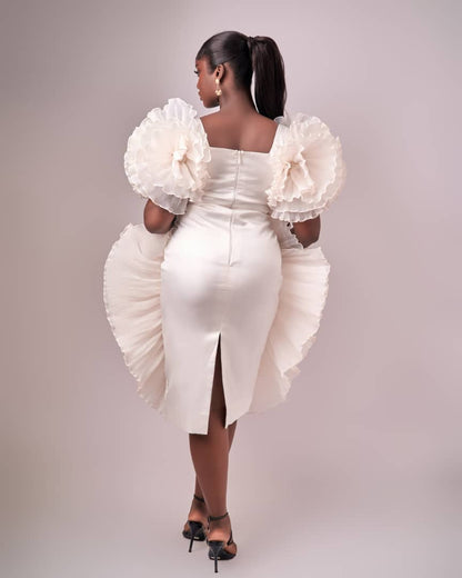 ROSETTE WHITE DRESS