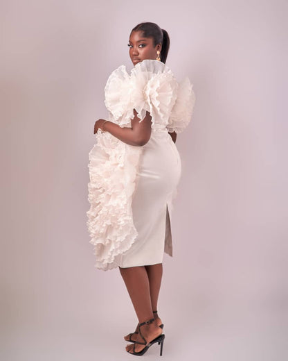ROSETTE WHITE DRESS