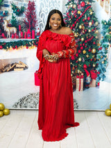 Serotonin Maxi Pleated Dress (Red)