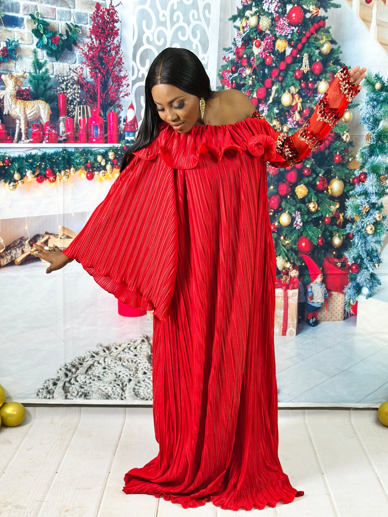 Serotonin Maxi Pleated Dress (Red)