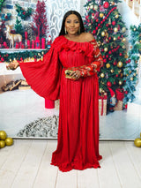Serotonin Maxi Pleated Dress (Red)