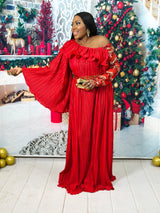 Serotonin Maxi Pleated Dress (Red)