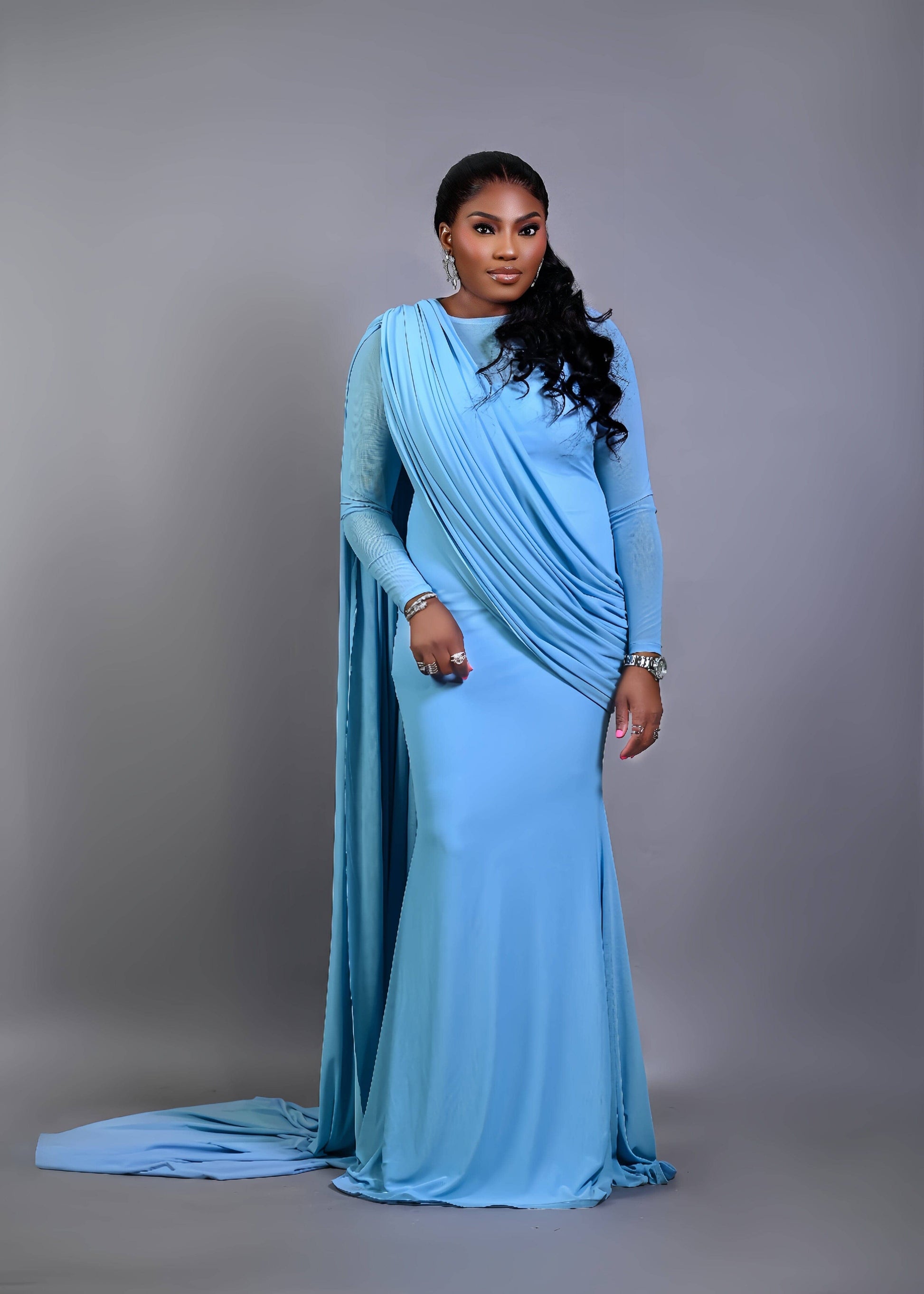SKY BLUE MESH DRESS - Bibirẹ̀