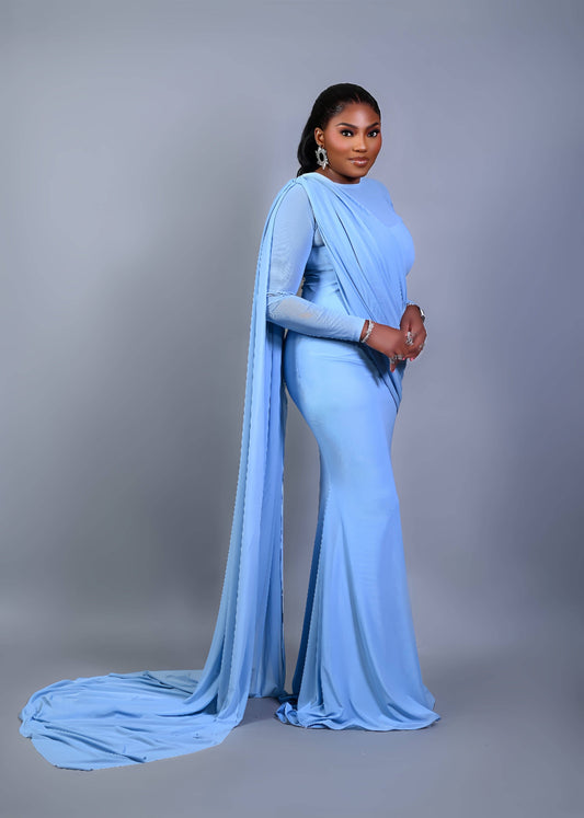 SKY BLUE MESH DRESS - Bibirẹ̀