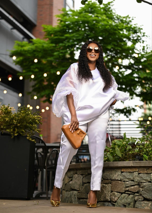 White Boss Set straight Pant and Tunic Top