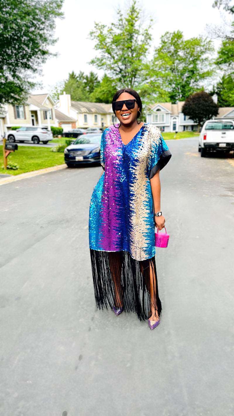 Multicolor deals fringe dress