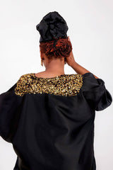 Buga Boubou Dress (Black))- African maxi dress with Silk fabric