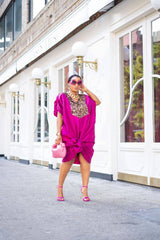 Buga Boubou dress (hot pink)- African maxi dress with Silk fabric