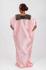 Buga Boubou dress (peach)- African maxi dress with Silk fabric