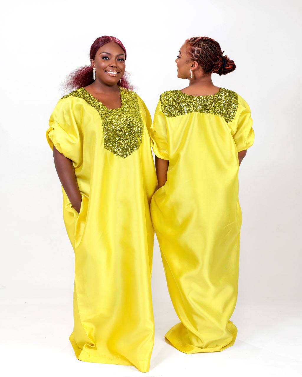 Buga Boubou Neon African maxi dress with Silk fabric Bibir